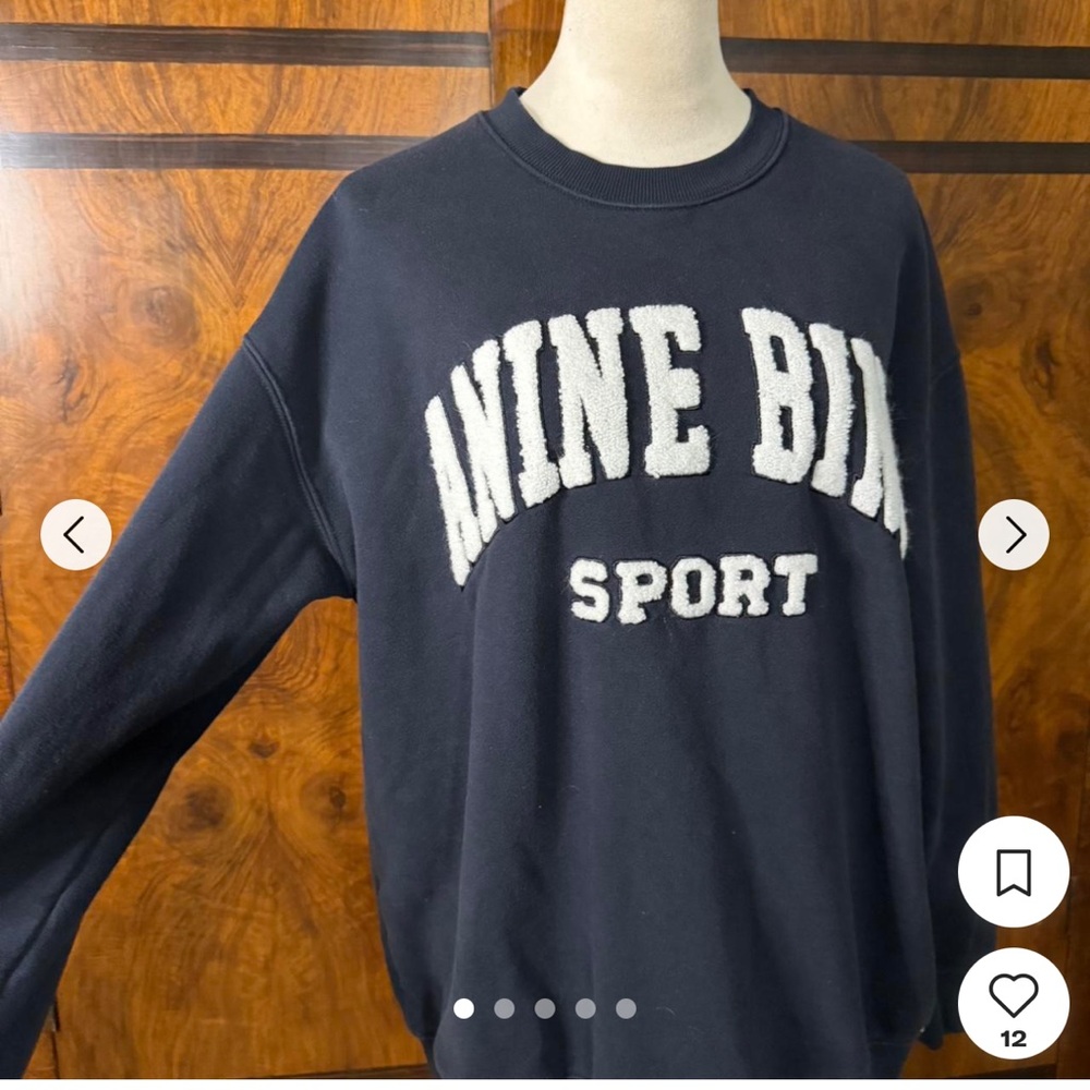 Anine Bing Navy and White Sport Sweatshirt